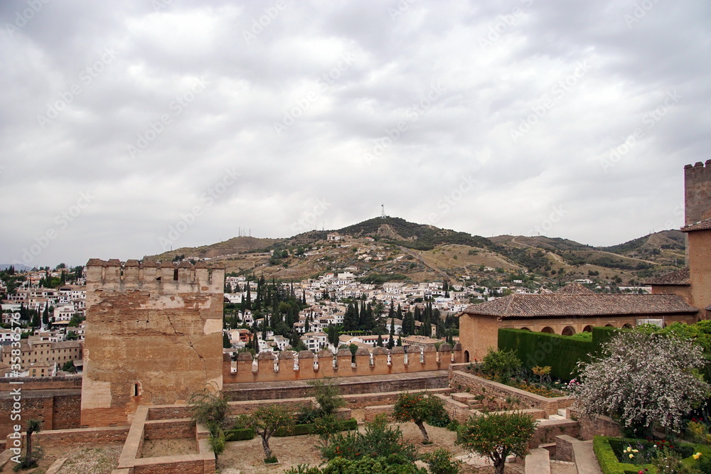 View of Granada old city from Alhambra Palace, Granada, Spain