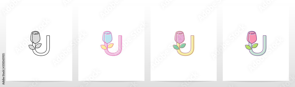 Fototapeta premium Rose On Letter Logo Design U