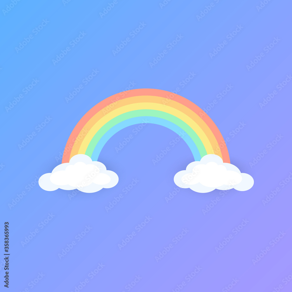 Color Rainbow With Clouds. Pastel shades. Color Rainbow With Clouds. Pastel shades.