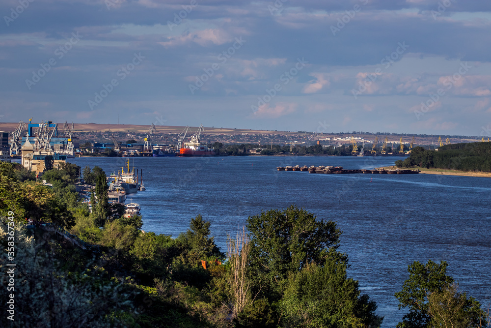 Naval port on the Danube river, Galati, Romania