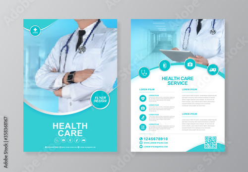 Fotografia Corporate healthcare and medical cover and back page a4 flyer design template fo