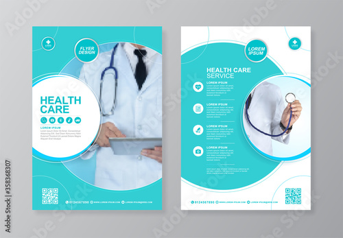 Corporate healthcare and medical cover and back page a4 flyer design template for print