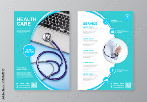 Corporate healthcare and medical cover and back page a4 flyer design template for print