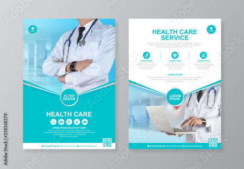 Corporate healthcare and medical cover and back page a4 flyer design template for print