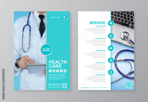 Corporate healthcare and medical cover and back page a4 flyer design template for print