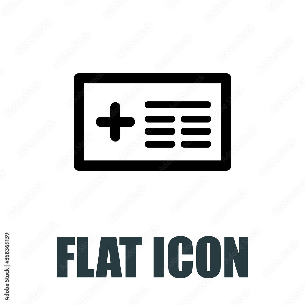 Medical card icon. Flat illustration isolated vector sign Medical card icon. Flat illustration isolated vector sign