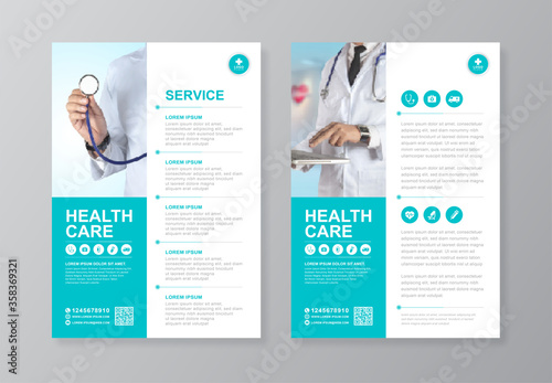 Corporate healthcare and medical cover and back page a4 flyer design template for print