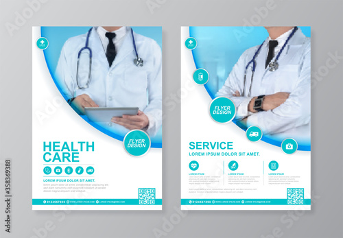 Corporate healthcare and medical cover and back page a4 flyer design template for print