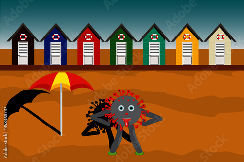 Illustration of the summer season in the period of covid19 
