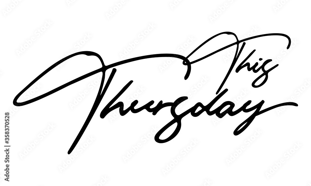 Naklejka premium This Thursday Typography Black Color Text On White Background
