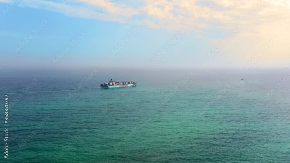 aerial drone flight over ship in the Black sea, Odessa, Ukraine, 4k aerial drone flight over ship in the Black sea, Odessa, Ukraine, 4k
