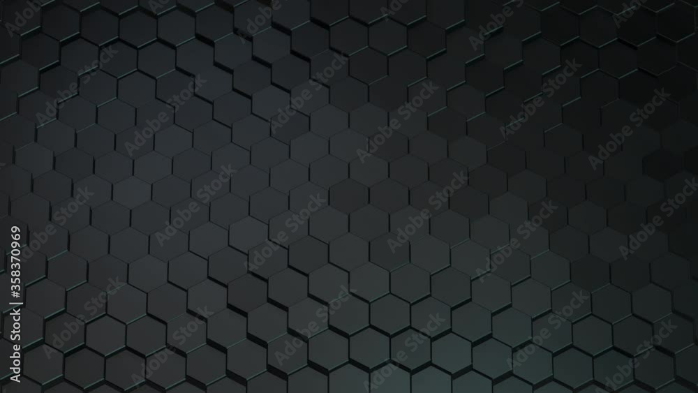 Abstract dark wave hexagonal background. Loopable abstract video background