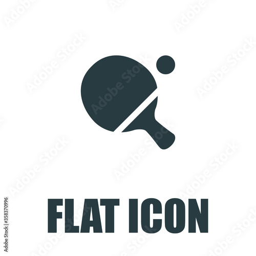 Ping pong table tennis paddle with ball flat vector icon for sports apps and websites pictogram