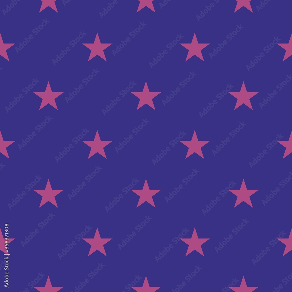 Tile vector pattern with pink stars on dark blue background Tile vector pattern with pink stars on dark blue background