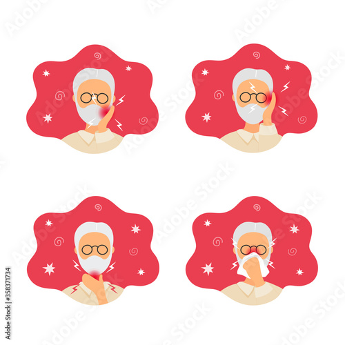 Collection of old man with different pains