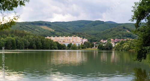 Houses at lake Priehrada Kanianka, Slovakia.