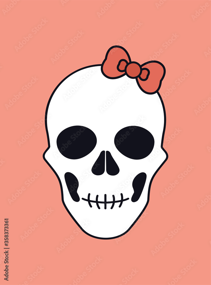 Skull with a pink bow Skull with a pink bow
