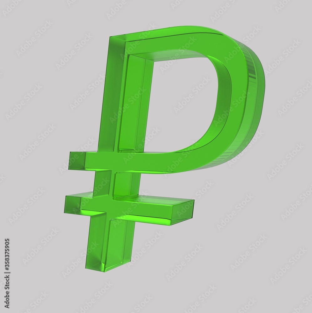 Obraz premium Ruble symbol sign isolated rouble Russian ruble 3d render