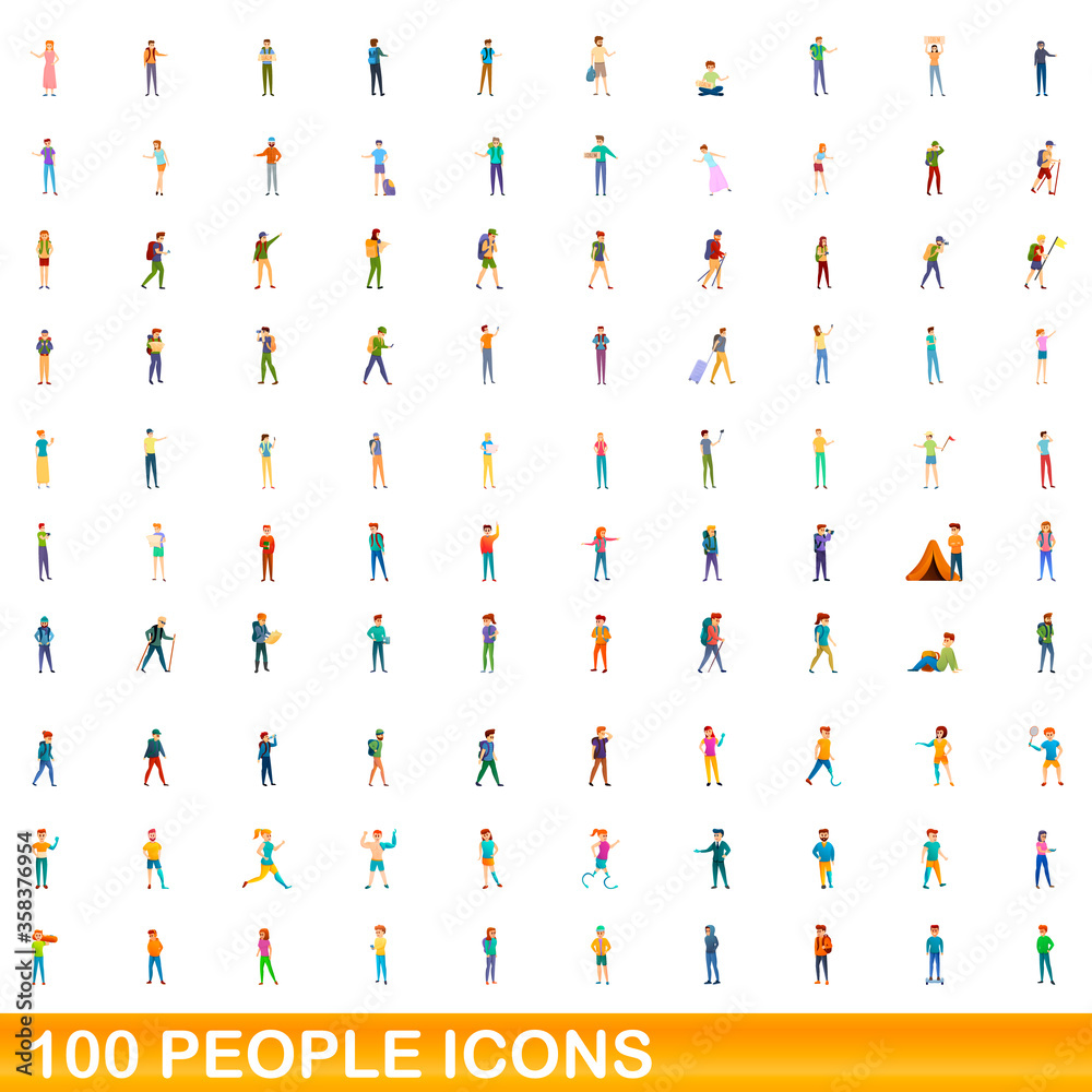 100 people icons set. Cartoon illustration of 100 people icons vector set isolated on white background 100 people icons set. Cartoon illustration of 100 people icons vector set isolated on white background