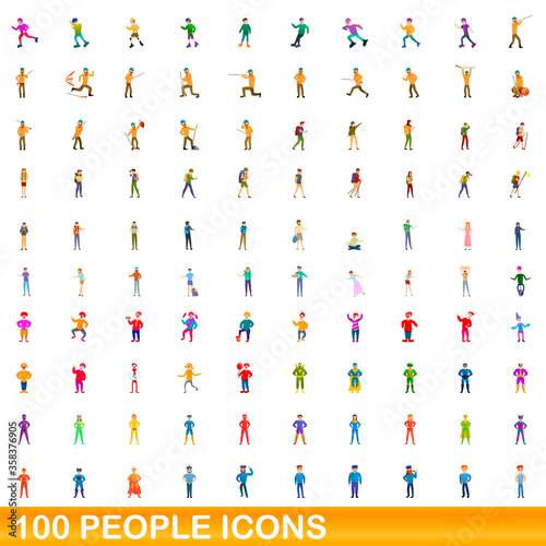 100 people icons set. Cartoon illustration of 100 people icons vector set isolated on white background