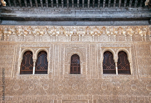 Detail of the famous Alhambra palace Granada Andalusia Spain.