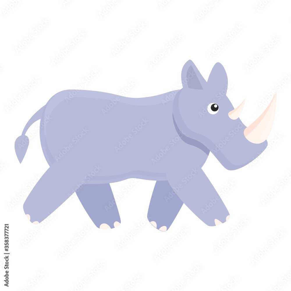 Walking rhino icon. Cartoon of walking rhino vector icon for web design isolated on white background