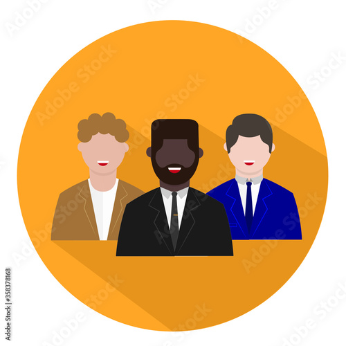 Flat modern vector business people in different profiles in suits.
