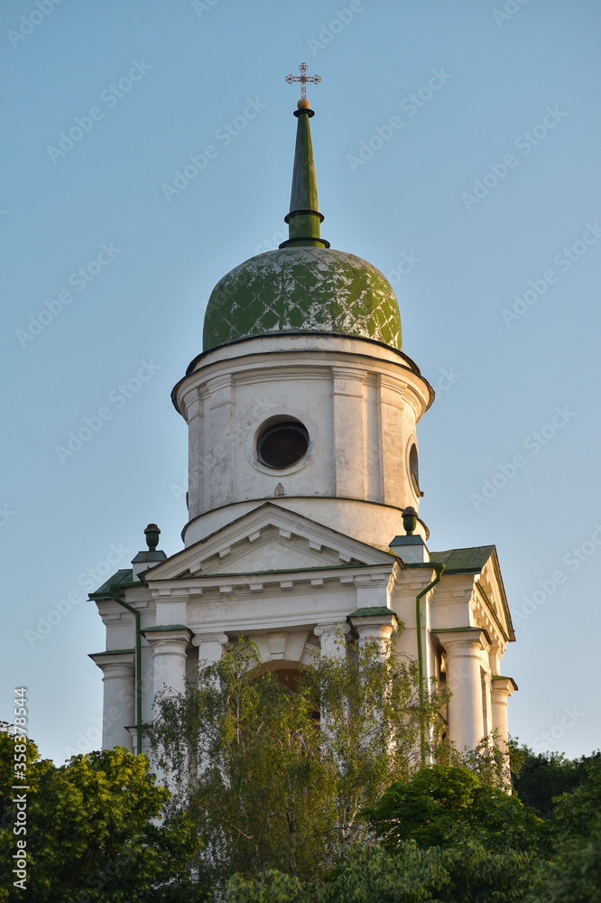 Belfry Florovsky monastery in Podil in Kiev