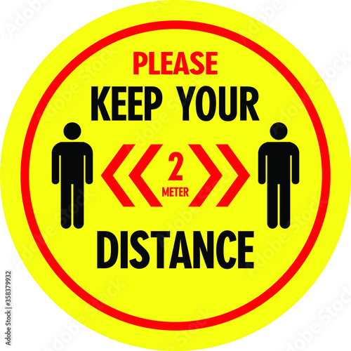 Social Distancing Sign - Vector Illustration, text available in English and Arabic language, Sign content is- Keep a safe distance to protect yourself .