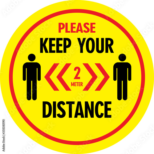 Social Distancing Sign - Vector Illustration, text available in English and Arabic language, Sign content is- Keep a safe distance to protect yourself .