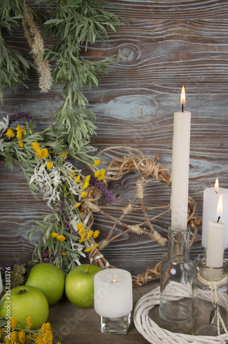 Obraz na plátně Symbols of wiccan sabbat Litha