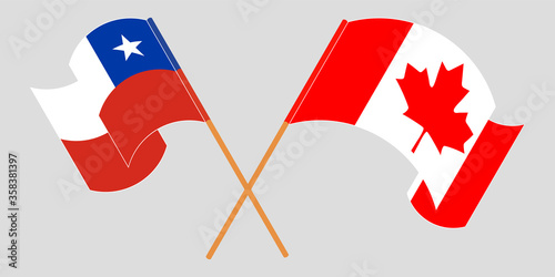 Crossed flags of Chile and Canada