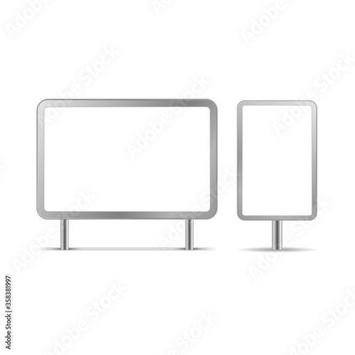 Blank vertical and horizontal billboards and outdoor advertisement templates isolated.