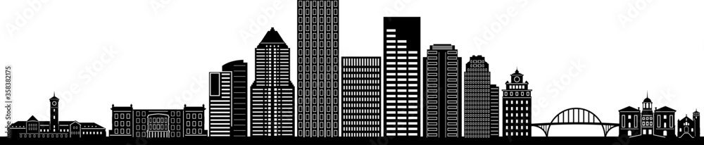 PORTLAND City Oregon Skyline Silhouette Cityscape Vector