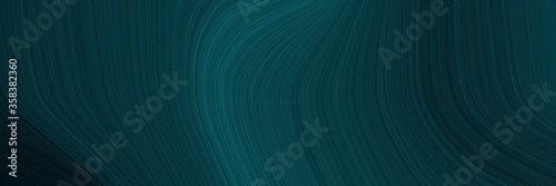 simple banner with elegant modern soft swirl waves background illustration with very dark blue, teal green and black color