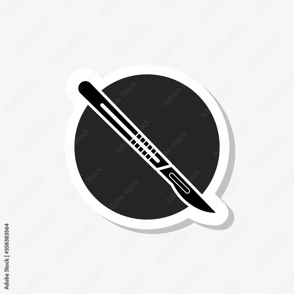 Scalpel sticker icon isolated on gray background Scalpel sticker icon isolated on gray background