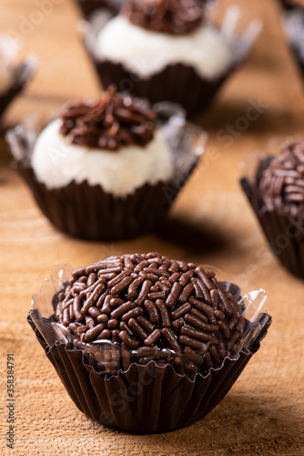 Brigadeiro. Typical Brazilian sweet. Many types of brigadiers together