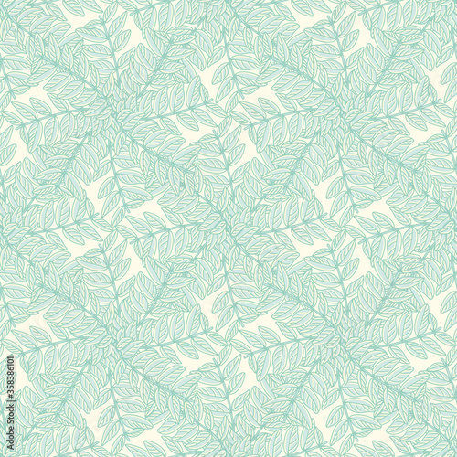 Pinnated compound leaflets seamless vector pattern. Cute leaf lattice illustration background.