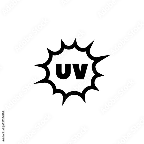 UV, Sun Ray, Ultra Violet Protection. Flat Vector Icon illustration. Simple black symbol on white background. UV, Sun Ray, Ultra Violet Protection sign design template for web and mobile UI element.