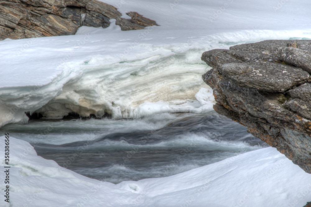majestic river water and waterfall in winter majestic river water and waterfall in winter