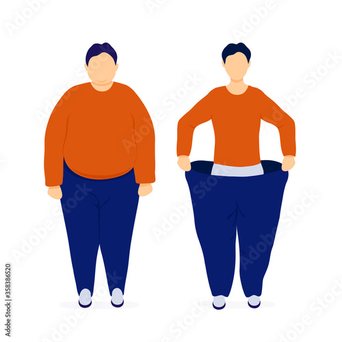 Fat and slim man before and after weight loss © Inna
