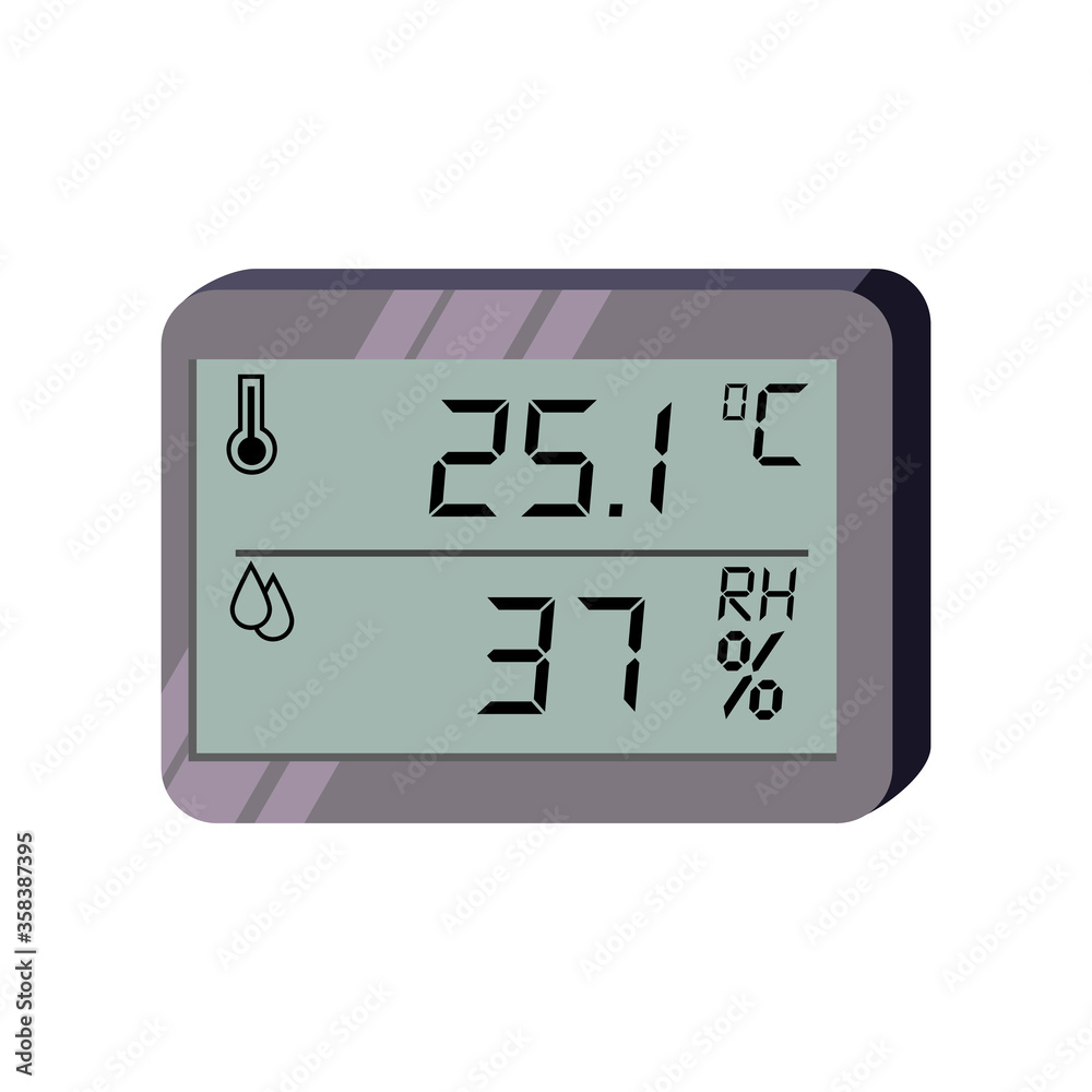 Temperature and humidity sensor . Climate control, hygrometer, air conditioner. Thermometer concept. can be used for topics like electronic devices, measurement, meteorology Temperature and humidity sensor . Climate control, hygrometer, air conditioner. Thermometer concept. can be used for topics like electronic devices, measurement, meteorology
