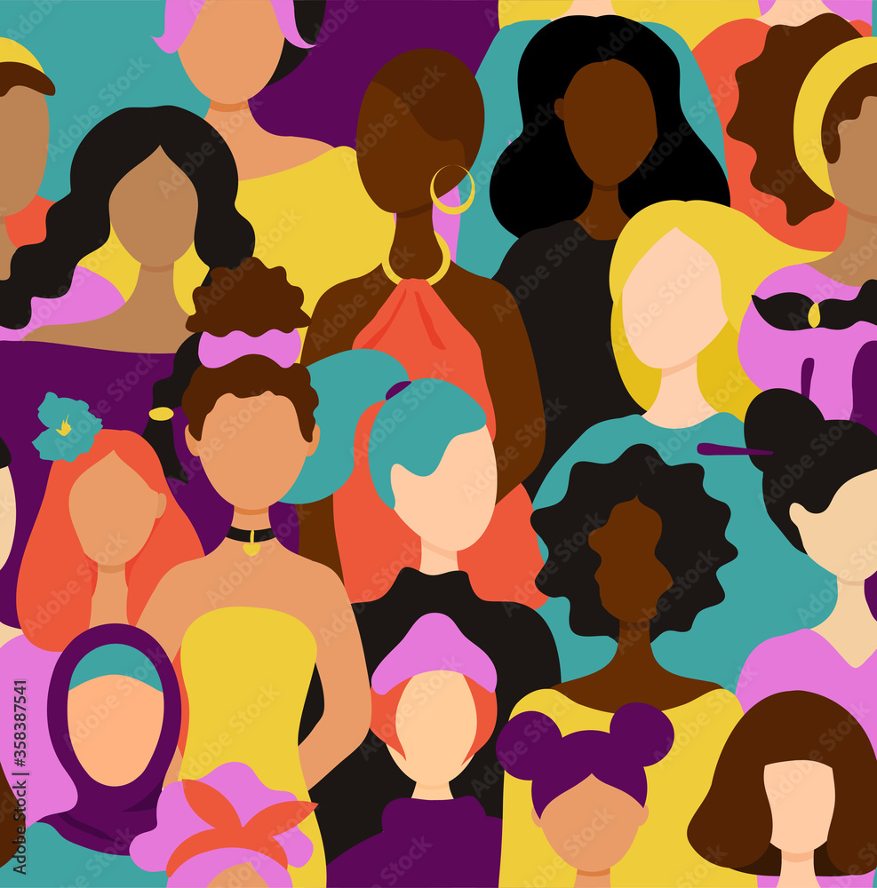 Women of various nationalities seamless pattern Women of various nationalities seamless pattern