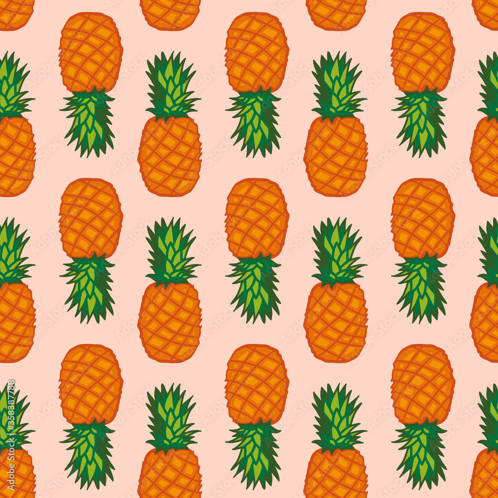 Seamless pattern with pineapples. Graphic stylized drawing. Vector illustration Seamless pattern with pineapples. Graphic stylized drawing. Vector illustration