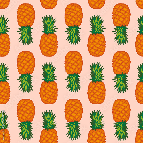 Seamless pattern with pineapples. Graphic stylized drawing. Vector illustration