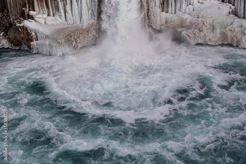 Aldeyjarfoss, icelandic waterfall rounded by basalt columns