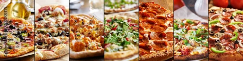 Obraz  z motywem pizza food collage with different styles