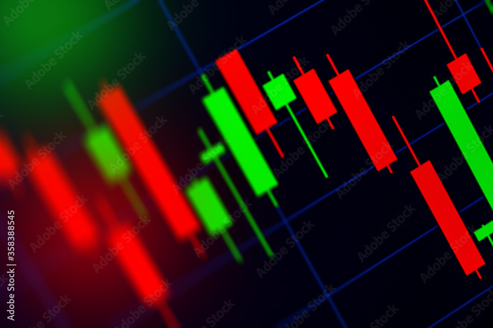 Candle Stick Chart showing Stocks - selective Focus Candle Stick Chart showing Stocks - selective Focus