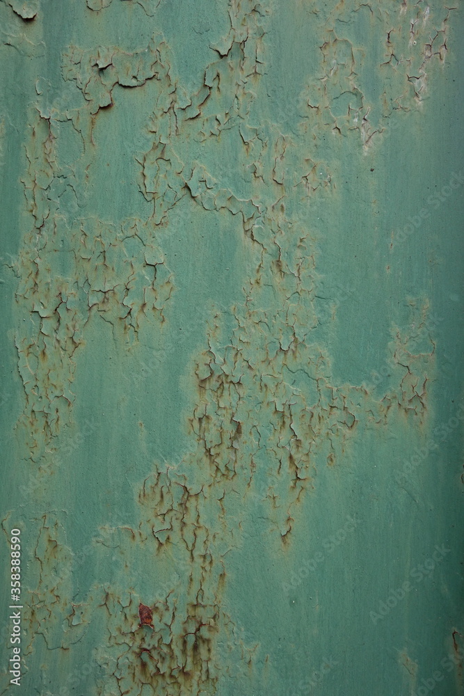 Fototapeta premium Old green paint texture on metal surface background