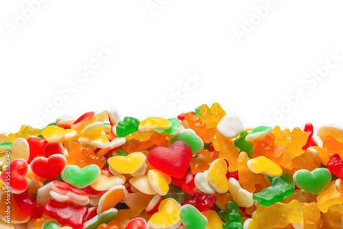 Assorted gummy candies. Top view. Jelly sweets. © Nikolay